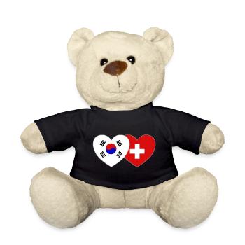 Corée du Sud Suisse Drapeau Coeur - Nounours - noir - Devant
