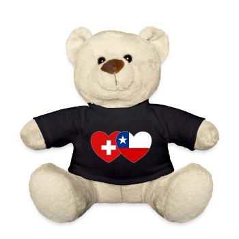 Switzerland Chile Flag Heart - Teddy Bear - black - Front