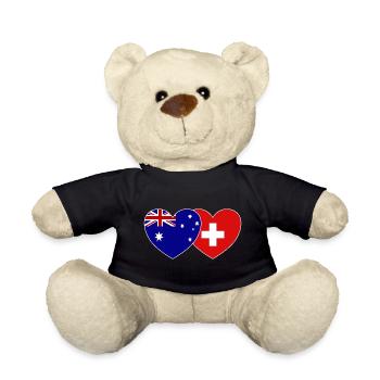 Australie Suisse Flag Heart - Nounours - noir - Devant