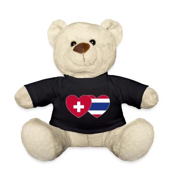 Schweiz Thailand Flagge Herz - Teddy - Schwarz - Vorne