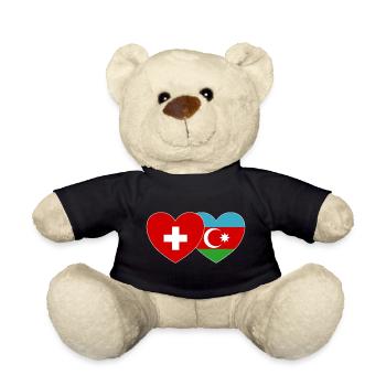 Switzerland Azerbaijan Flag Heart - Teddy Bear - black - Front