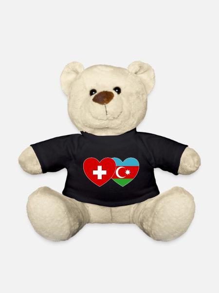 Schweiz Aserbaidschan Flagge Herz - Teddy - Schwarz