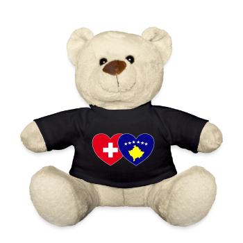Suisse Drapeau du Kosovo Coeur - Nounours - noir - Devant