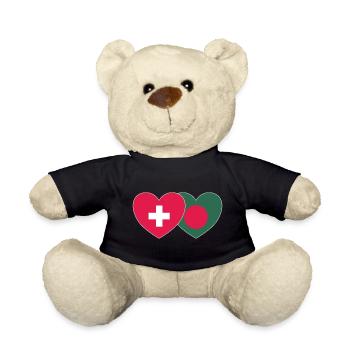 Switzerland Bangladesh Flag Heart - Teddy Bear - black - Front