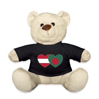 Autriche Bangladesh Flag Heart - Nounours - noir - Devant