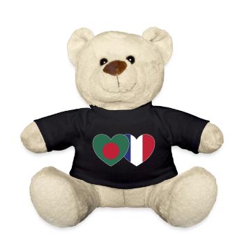Bangladesh France Flag Heart - Nounours - noir - Devant
