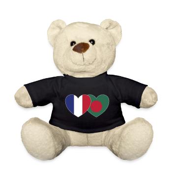 France Bangladesh Flag Heart - Nounours - noir - Devant
