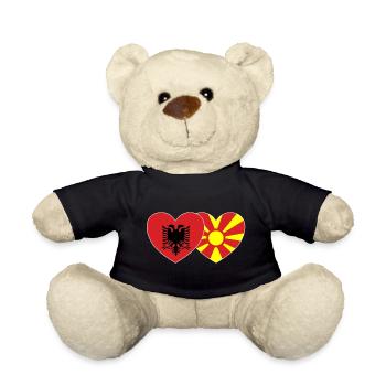 Albanien Mazedonien Flagge Herz - Teddy - Schwarz - Vorne