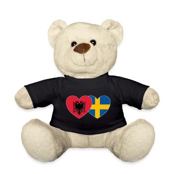 Albanie Suède Drapeau Coeur - Nounours - noir - Devant