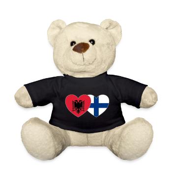 Albanie Finlande Drapeau Coeur - Nounours - noir - Devant