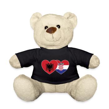 Albanie Croatie Drapeau Coeur - Nounours - noir - Devant