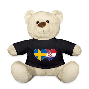 Suède Croatie Flag Heart - Nounours - noir - Devant
