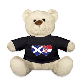 Schottland Kroatien Flagge Herz - Teddy - Schwarz - Vorne