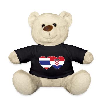 Thailand Croatia Flag Heart - Teddy Bear - black - Front