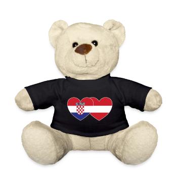 Croatia Austria Flag Heart - Teddy Bear - black - Front