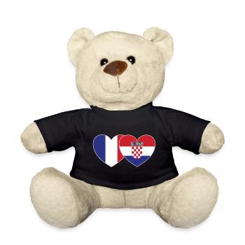 France Croatia Flag Heart - Teddy Bear - black - Front