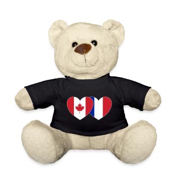 Cœur de drapeau Canada France - Nounours - noir - Devant
