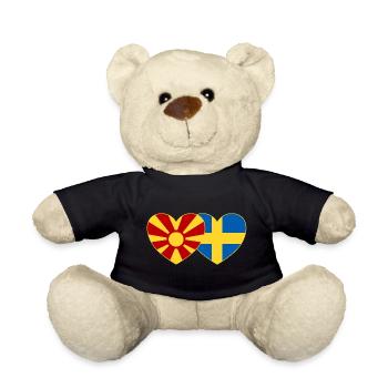 Macedonia Sweden Flag Heart - Teddy Bear - black - Front