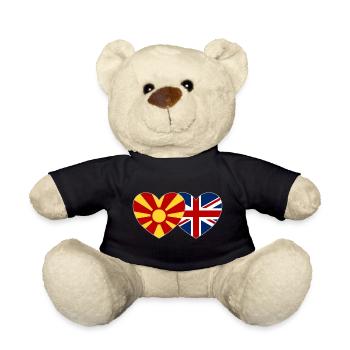 Mazedonien England Flagge Herz - Teddy - Schwarz - Vorne