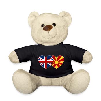 England Mazedonien Flagge Herz - Teddy - Schwarz - Vorne