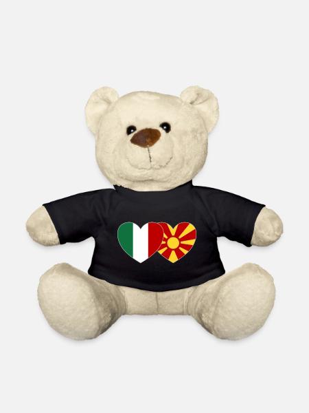 Italien Mazedonien Flagge Herz - Teddy - Schwarz