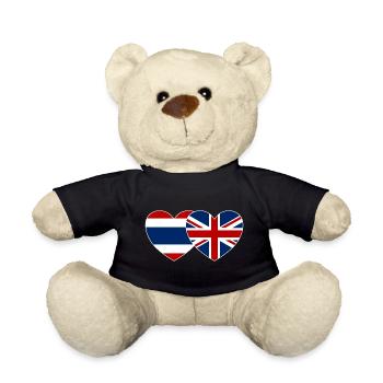 Thailand England Flag Heart - Teddy Bear - black - Front