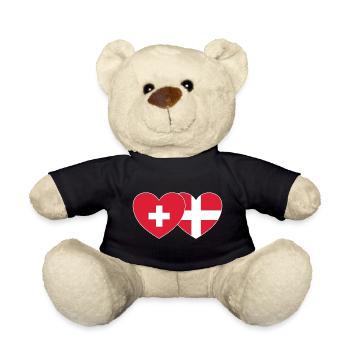 Suisse Danemark Flag Heart - Nounours - noir - Devant