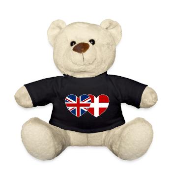 England Denmark Flag Heart - Teddy Bear - black - Front