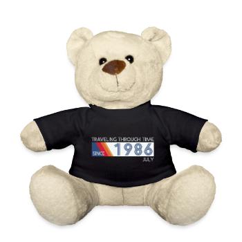 Funny Time Travel Birthday Design July 1986 - Teddy Bear - black - Front