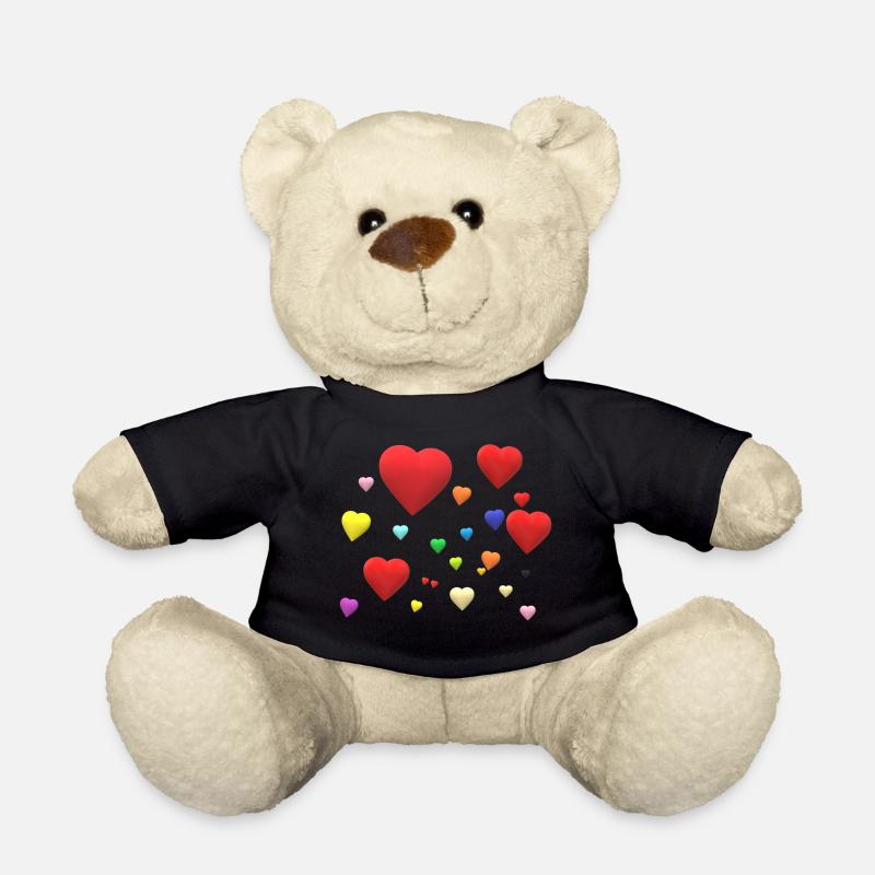 Viele Bunte Herzen - Teddy - Schwarz