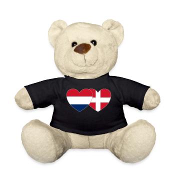 Pays-Bas Danemark Flag Heart - Nounours - noir - Devant