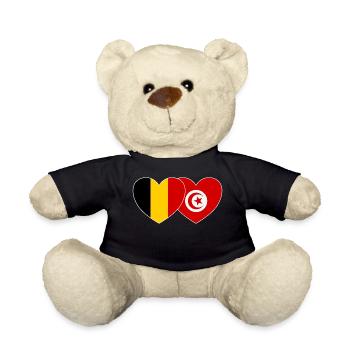 Belgien Tunesien Flagge Herz - Teddy - Schwarz - Vorne