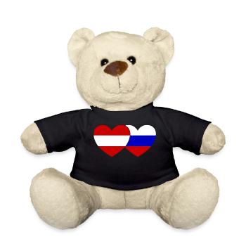 Austria Russia Flag Heart - Teddy Bear - black - Front