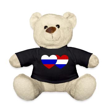Russia Holland Flag Heart - Teddy Bear - black - Front