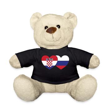 Croatie Russie Flag Coeur - Nounours - noir - Devant