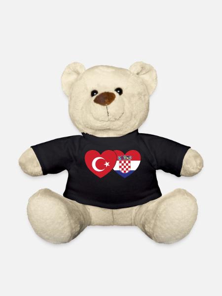 Türkei Kroatien Flagge Herz - Teddy - Schwarz