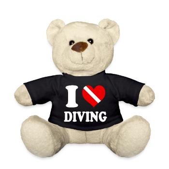 I Love Diving Heart Funny Witty - Teddy Bear - black - Front