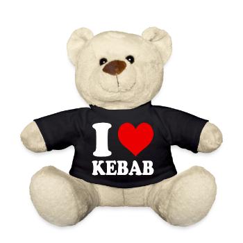 I Love Kebab Heart Funny Witty - Teddy Bear - black - Front