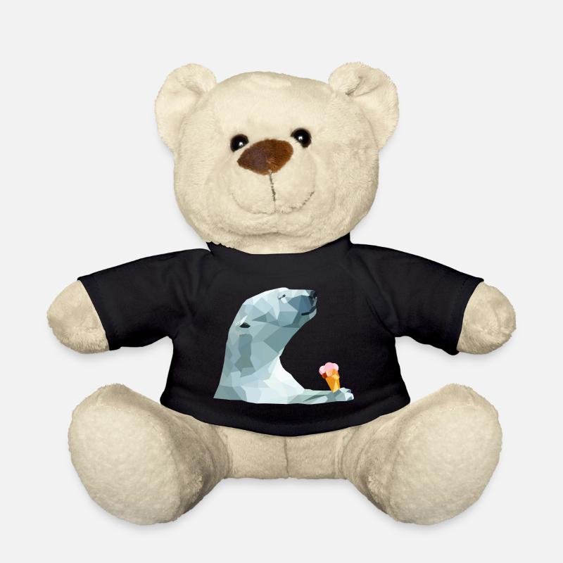 Polar bear with ice cream. Vector - Teddy Bear - black