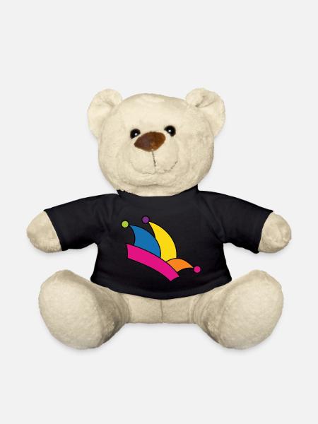 Narrenkappe Fasching Regenbogenfarben Kostüm Narr - Teddy - Schwarz