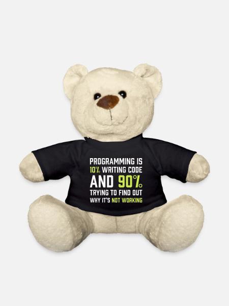 Die Programmierung besteht zu 10% aus dem Schreiben von Code | Programmierer Geschenk - Teddy - Schwarz