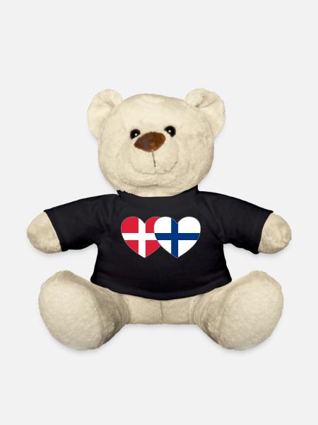 Dänemark Finnland Flagge Herz - Teddy - Schwarz