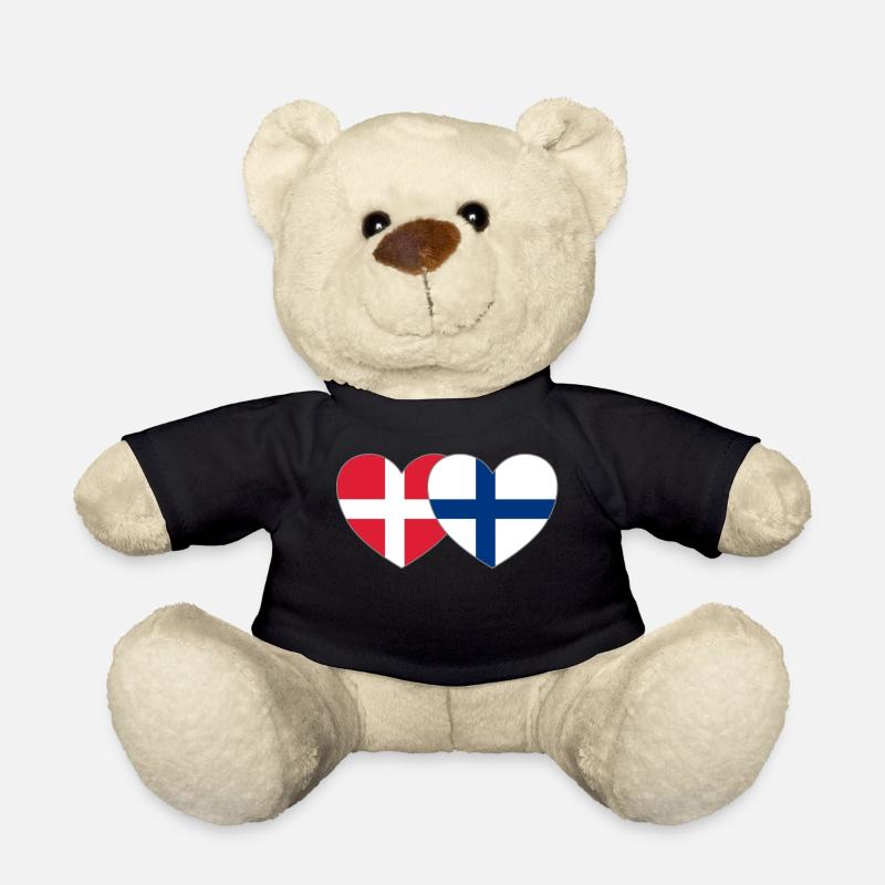 Dänemark Finnland Flagge Herz - Teddy - Schwarz
