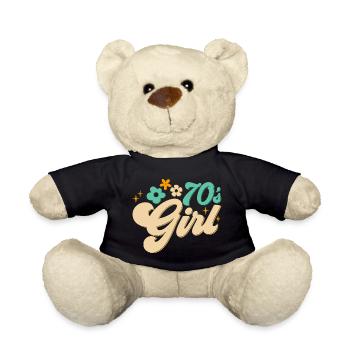 70er Jahre Mädchen 70s Girl Hippie - Teddy - Schwarz - Vorne