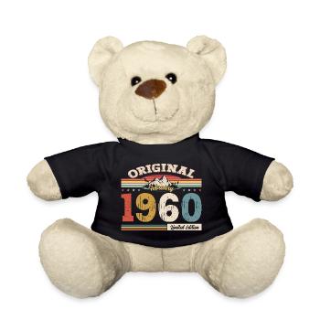 65th Birthday Gift Man Original February 1960 - Teddy Bear - black - Front