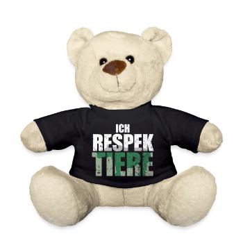 Ich Respektiere Tiere Tierschutz Nashorn Jagd - Teddy - Schwarz - Vorne