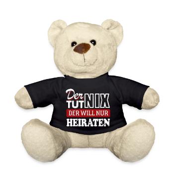 Der tut nix, der will nur heiraten - JGA Spruch - Teddy - Schwarz - Vorne