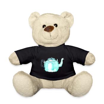 Süße Teekannen Zeichnung - Teddy - Schwarz - Vorne
