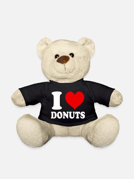 Ich liebe Donuts, Herz, Lustig, Witzig - Teddy - Schwarz