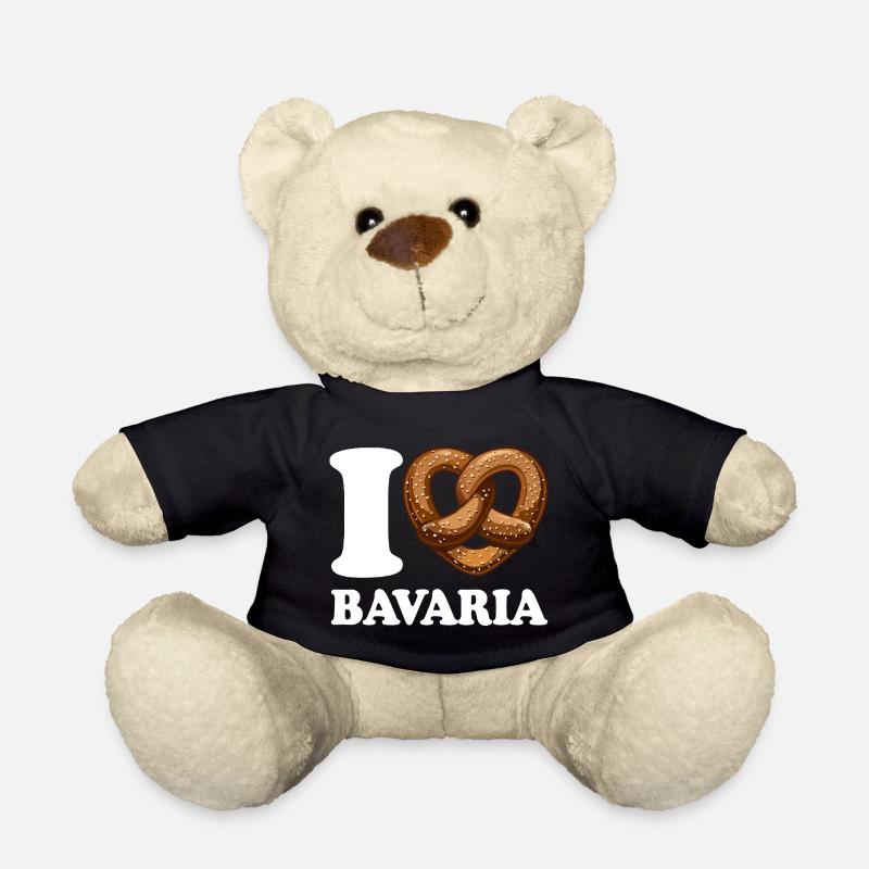 I Love Bavaria Brezel - Herz - Spruch - Teddy - Schwarz